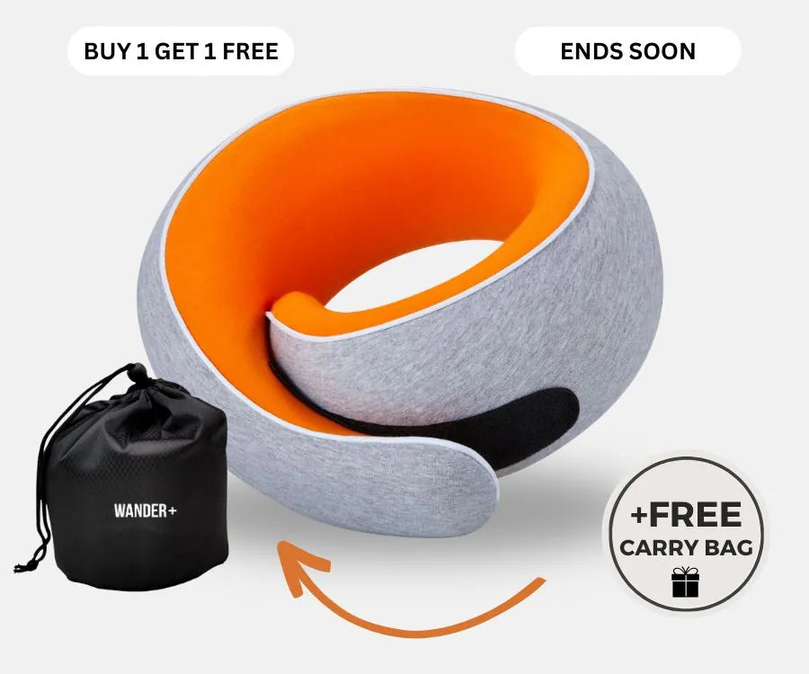 WANDER+ Pillow in Orange, with its free carry bag
