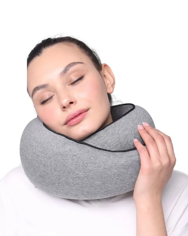 WANDER+ Pillow in Gray worn around the neck
