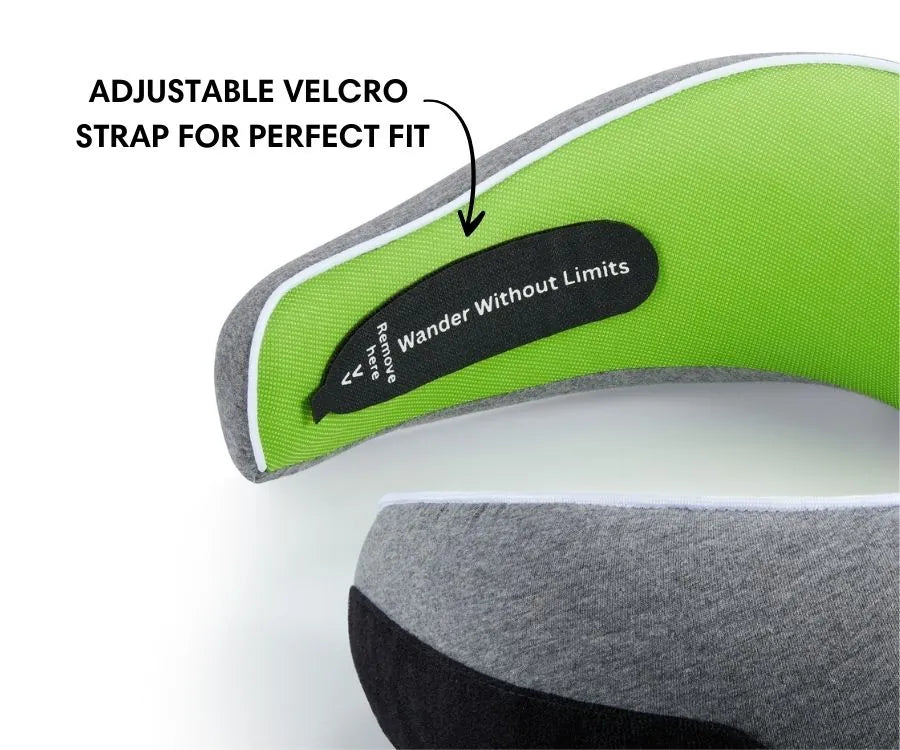 WANDER+ Pillow in Green, adjustable strap close-up