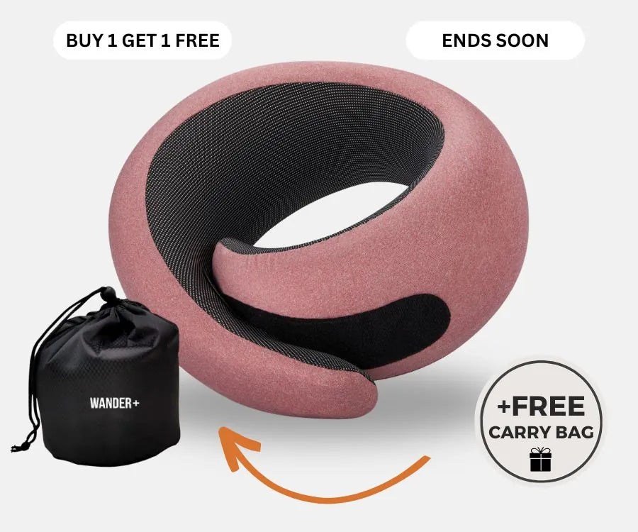 WANDER+ Pillow in Red, with its free carry bag
