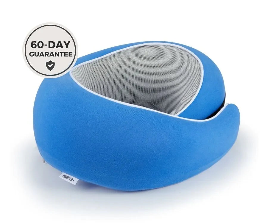 WANDER+ Pillow in Blue, on its own